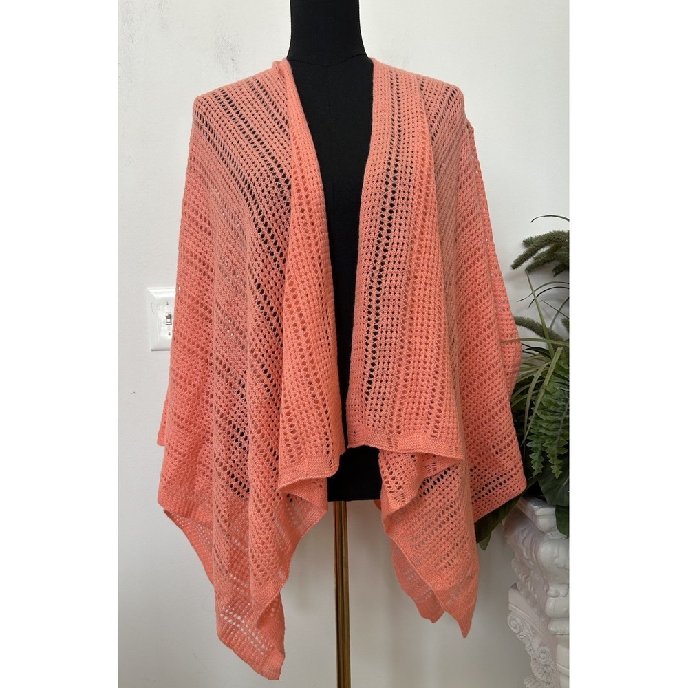 NWT J. McLaughlin Women's 100% Cashmere Coral Perforated Paola Poncho One Size